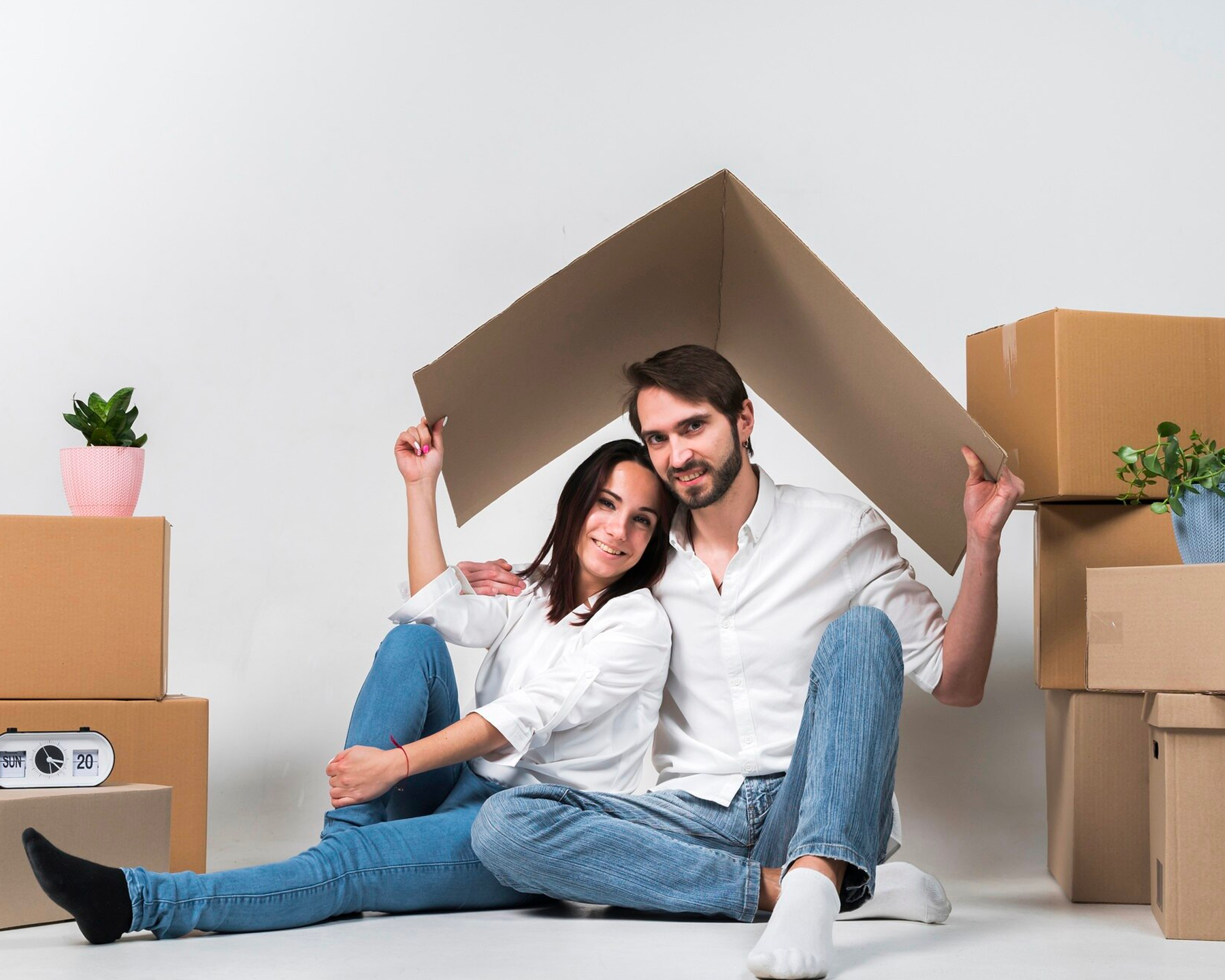 Couple moving into a new house or staying put in their house