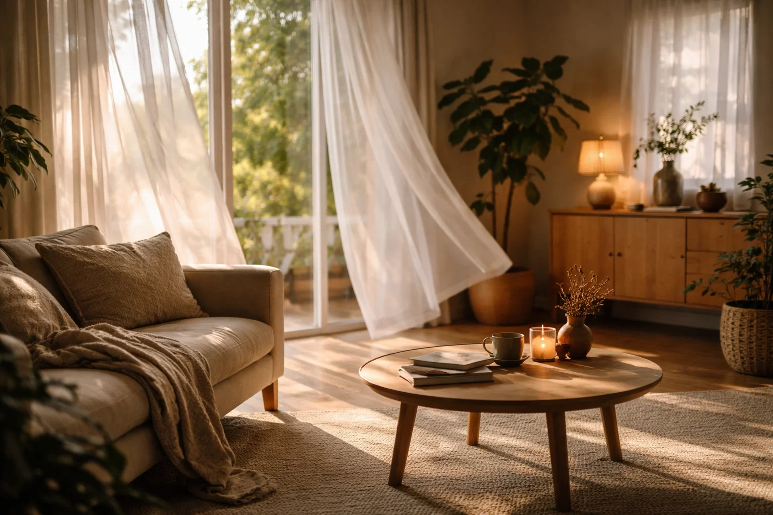 Interior living space highlighting home comfort features such as natural warmth, light, and airflow that buyers notice immediately.