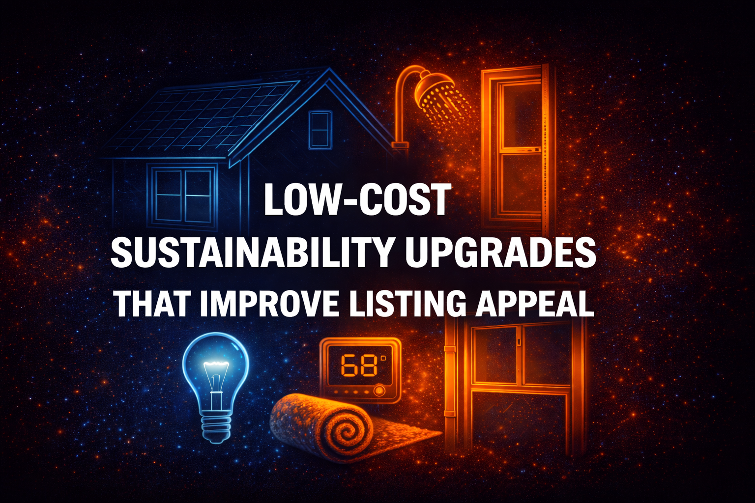 Course thumbnail for “Low-Cost Sustainability Upgrades That Improve Listing Appeal,” featuring energy-efficient home icons and simple upgrades buyers notice.